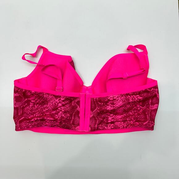 CACIQUE by Lane Bryant Longline Bra 42D Pink Red Seamed Plus Size - Picture 3 of 4